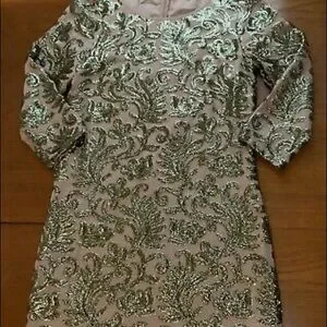 Monsoon Dresses Monsoon Ally Mink Nude Goldbronze Embellished Shift Dress Poshmark